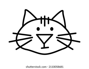 Cat head outline. Cute vector design with clear contour.