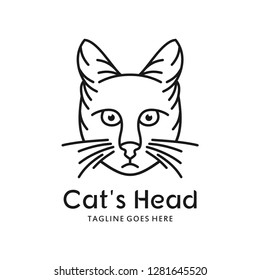cat head outline logo design