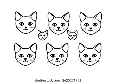 Cat Head Outline Silhouette Vector Design 