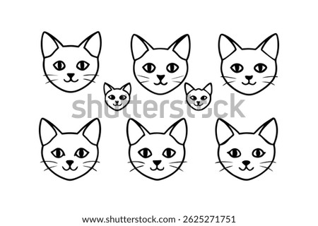 Cat Head Outline Silhouette Vector Design 