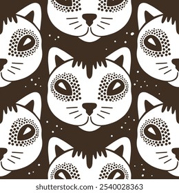 Cat head. Pattern element. Seamless texture. Vector illustration. 