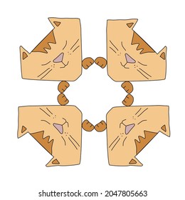 cat head and paws mandala cute design chocolate warm colors