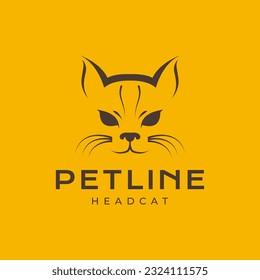 cat head pets focus mascot isolated simple vintage hipster logo icon vector illustration