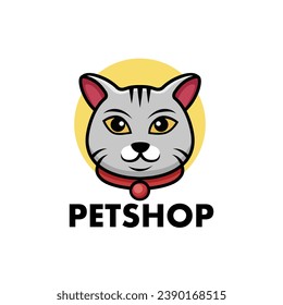 Cat head petshop mascot logo design