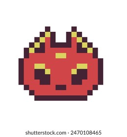 Personaje de arte de pixel de cabeza de gato, diseño de gatito animal de dibujos animados para logotipo, Web, App móvil, insignias y parches, bordado, sprite de 8 bits. Aislado en la Ilustración vectorial de fondo blanco. 