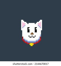 Cat Head In Pixel Style