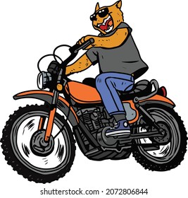 cat head rider cartoon style clip art vector illustration