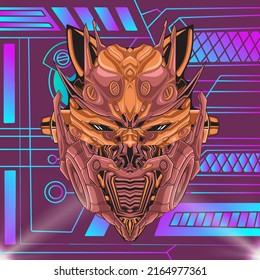 Cat head robot mascot illustration