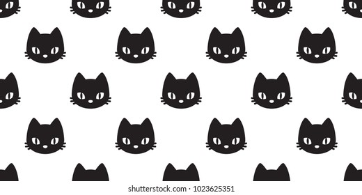 Cat Head Seamless Pattern Vector Halloween Isolated Wallpaper Background