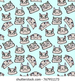 cat head seamless vector pattern