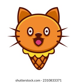 cat head shaped ice cream logo