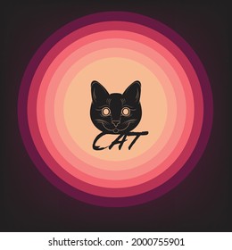 Cat head silhouette with circle background