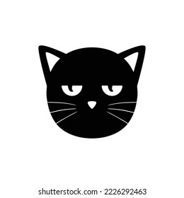 cat head silhouette design illustration. cute pet animal icon, sign and symbol.
