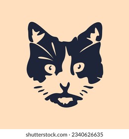 Silhouette, in modernes Grafikdesign gezeichnet, Maskottchen für Illustration, Logo, Web und Druck, felis catus