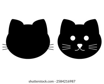 Cat head silhouette icon. Cat head icon. Simple stylized pet face pictogram. Vector illustration eps 10