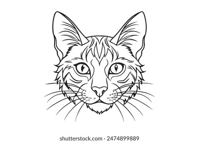 Arte vectorial de ilustración de silueta de cabeza de gato