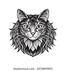 Cat head silhouette illustration vector art