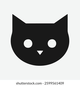 Cat Head Silhouette. Minimalist Cat Head Silhouette.