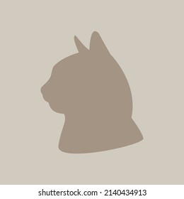 Cat head silhouette from the side with solid color, pet silhouette - Vector