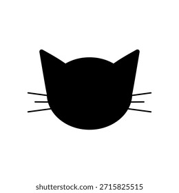 Silueta de cabeza de gato. Dibujo de Vector mínimo simple.