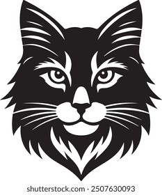  Cat Head Silhouette Vector Art Illustration 