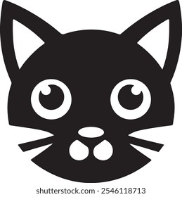 Cat head silhouette vector icon in EPS format. Ideal for pet, animal, and feline-themed designs. Perfect for logos, graphics, and projects related to cats, pets, and animal lovers.