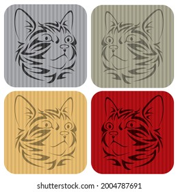 Ilustración del vector de silueta de la cabeza del gato. Plantilla de logotipo de gato
