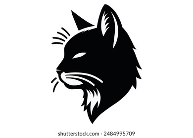 Ilustración vectorial de silueta de cabeza de gato con fondo blanco