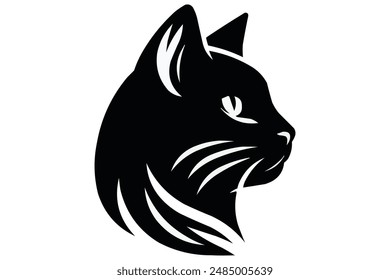Cat head silhouette vector Illustration with white background