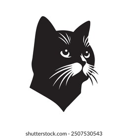 Cat head silhouette vector illustration