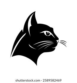 Cat Head silhouette with white background