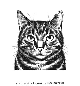 Cat  Head silhouette with white background