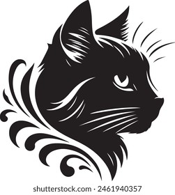 Cat head silhouette.This is an editable eps vector file.