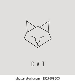 Cat head simple line vector 