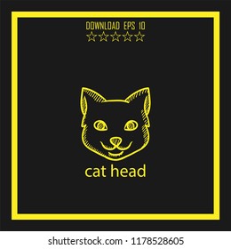 cat head sketch vector icon