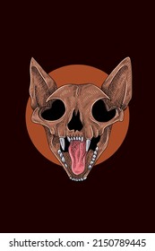 Cat head skull vector illustration