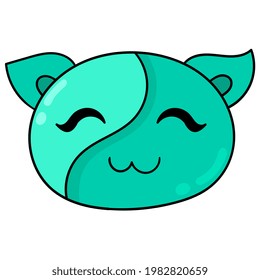 a cat head with a striped happy smiling face, vector illustration carton emoticon. doodle icon drawing
