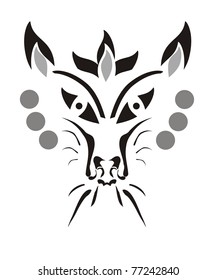 Cat head tattoo with doves