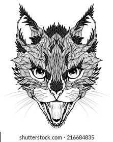CAT head tattoo. psychedelic