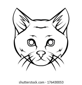 Cat Head Tattoo Vector Illustration