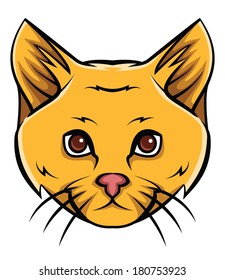 Cat Head Tattoo Vector Illustration