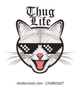 cat head thug life vector