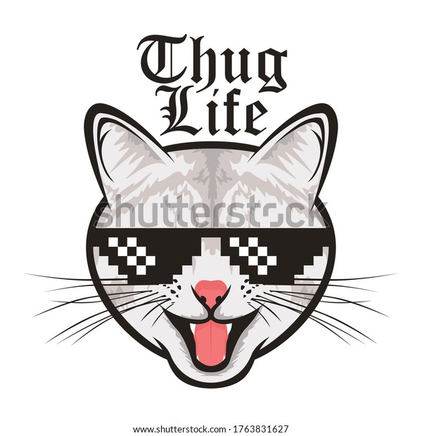 Cat Head Thug Life Vector Stock Vector Royalty Free