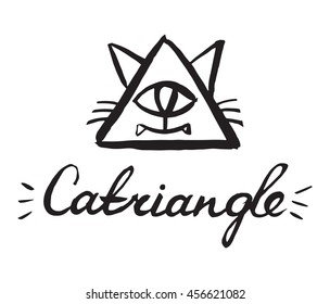 cat head triangle eye humor phrase object