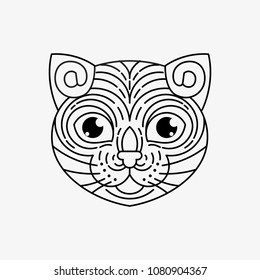 Cat head unique line art Illustration 