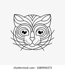 Cat head unique line art Illustration 