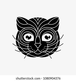 Cat head unique line art Illustration 