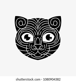 Cat head unique line art Illustration 