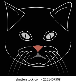 Cat head vector animal illustration for t-shirt design, screen, sketch tattoo design

