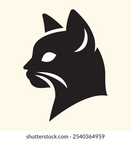 Cat head vector art illustration. Cat head silhouette isolated on flat background. Cat logo, Mammal, Cat pet